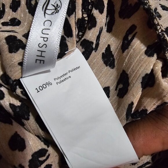 CUPSHE Women V Neck Leopard Lace Up Backless Maxi Slip Dress with Ruffle Hem NWT - Picture 12 of 14